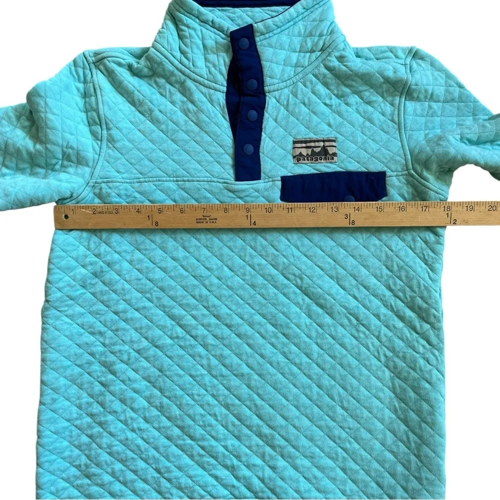 Patagonia Womens XS Organic Cotton Quilt Snap-T Pullover Light Blue‎ Jacket